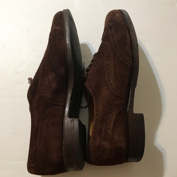 Cole Haan Suede Brown Leather Red Stitch Wingtip Oxford